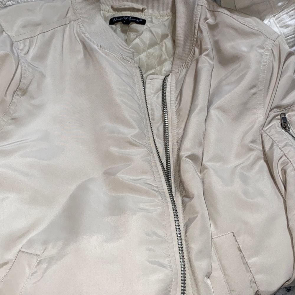 Velvet Heart cream bomber jacket